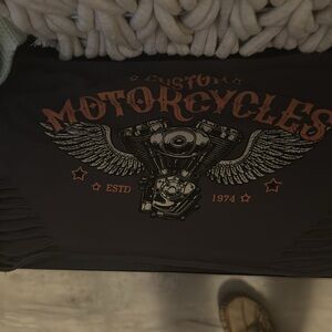 Custom motorcycles, gray orange tube top rip design